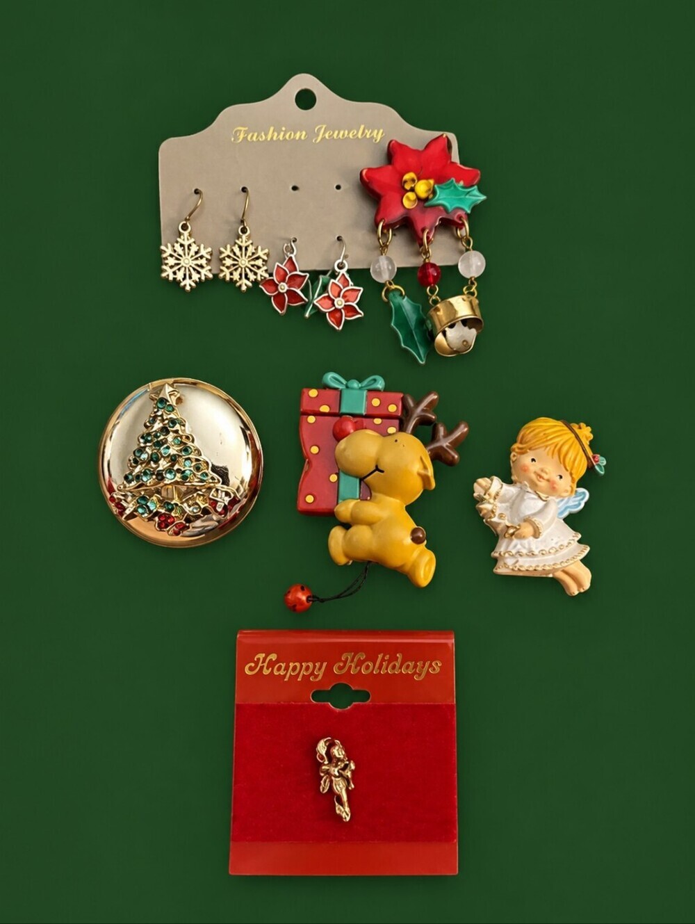 Lot of Vintage Christmas Pins and Earrings
